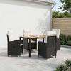 Outdoor Table Set 5 Pieces Black and Cream White
