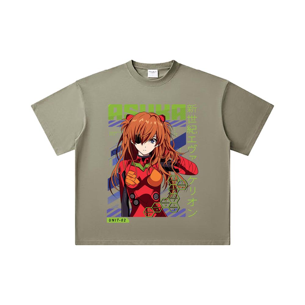 260 GSM Double Yarn 32 Count 100% Cotton Evangelion V3 Asuka Print Unisex Heavy Cotton T Shirt
