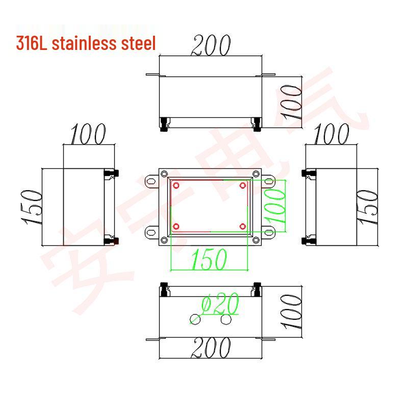 304 Stainless Steel Weatherproof Junction Box with UK Terminal, 316 Protection.