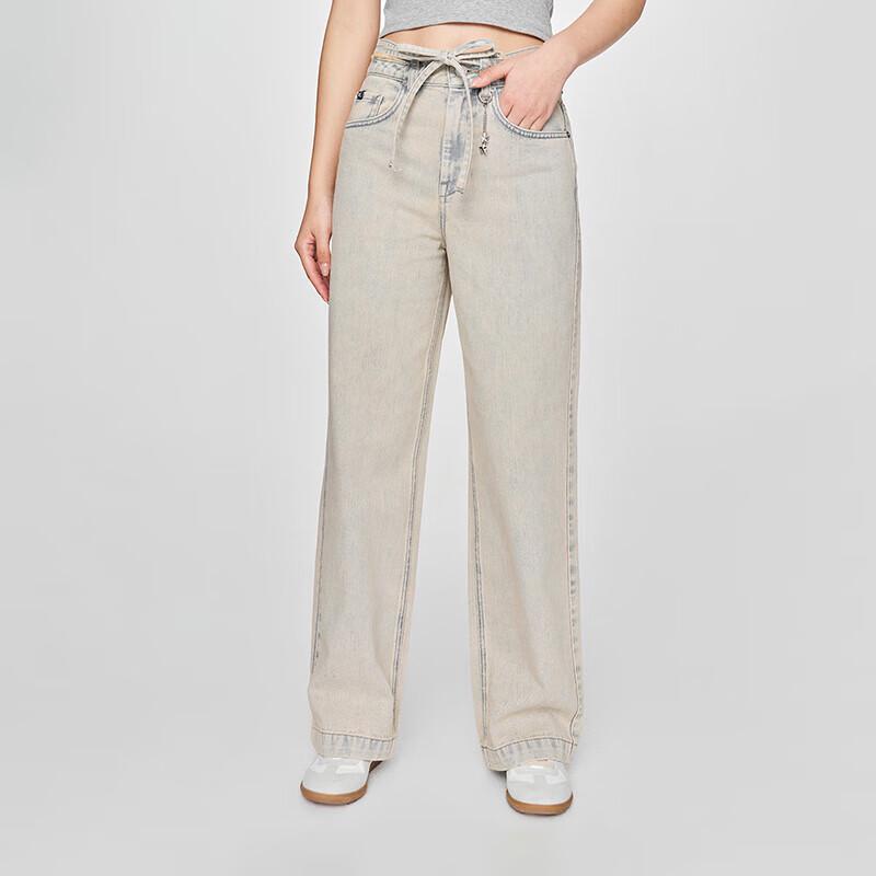 Lee Women's High-Waist Straight Wide-Leg Jeans with Belt