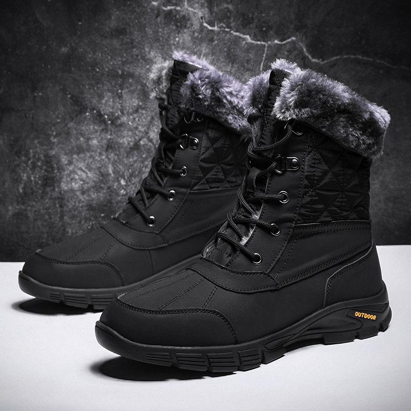 Large size new snow cotton boots winter casual fashion high top velvet warm outdoor sports men's cotton shoes