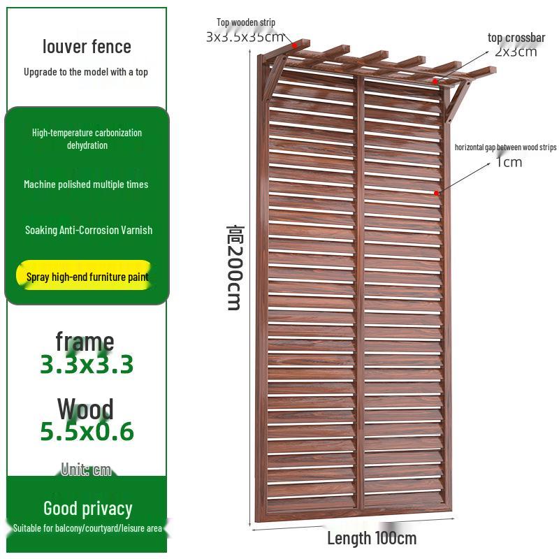 Outdoor Privacy Screen: Louvered Wood Fence for Gardens and Courtyards