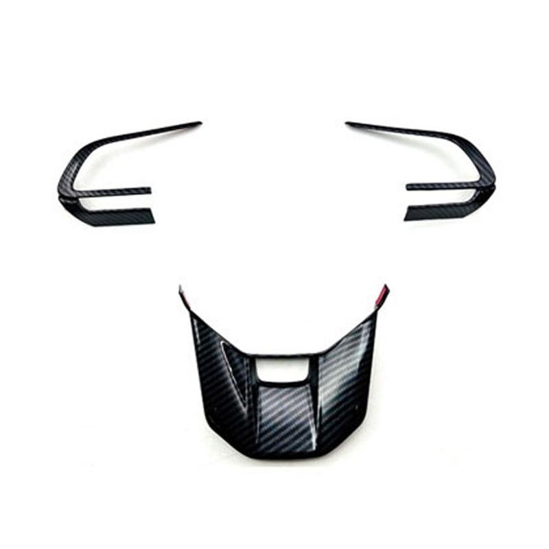 A87Q-3Pcs Car Carbon Fiber Steering Wheel Panel Cover Trim Frame Sticker for Toyota Veloz Avanza/Perodua Alza