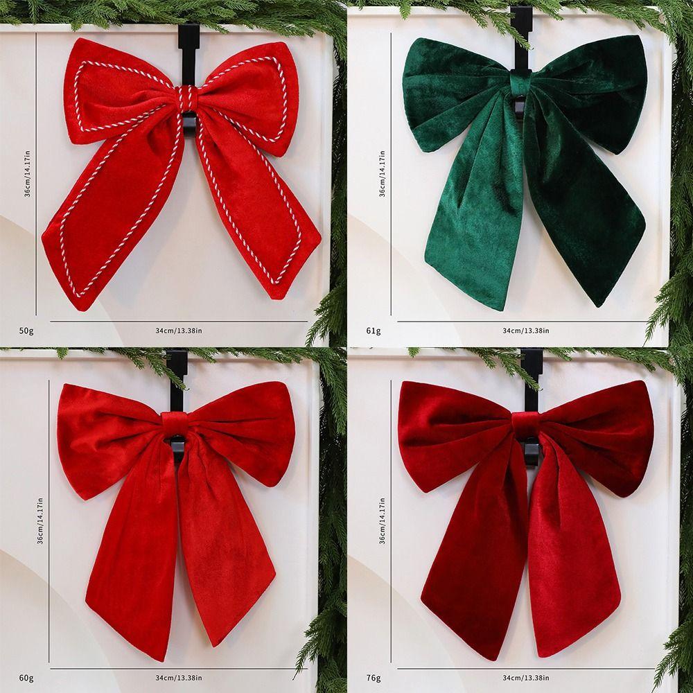 1/2PCS Red Christmas Decorative Bowknot Flannel Big Size Xmas Tree Hanging Bowknot DIY Accessories Showwindow Ornament