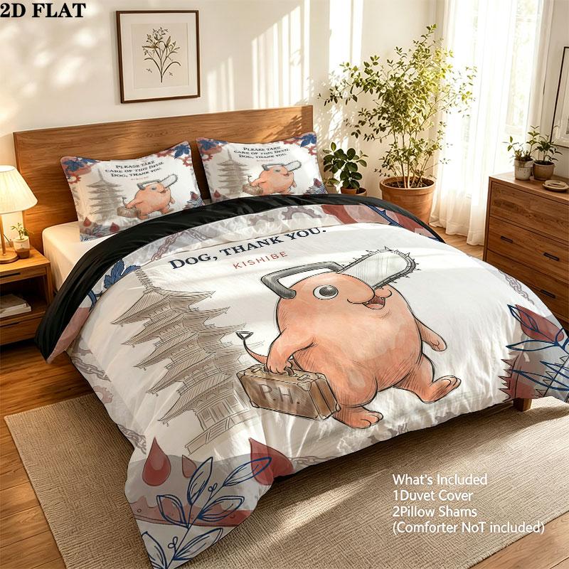 Kettensägenmann Muster Bettwäsche Bettdecke Set Bettbezug Kissenbezug Zuhause Geburtstagsgeschenk(1 Bettbezug + 2 Kissenbezüge, ohne Füllung)
