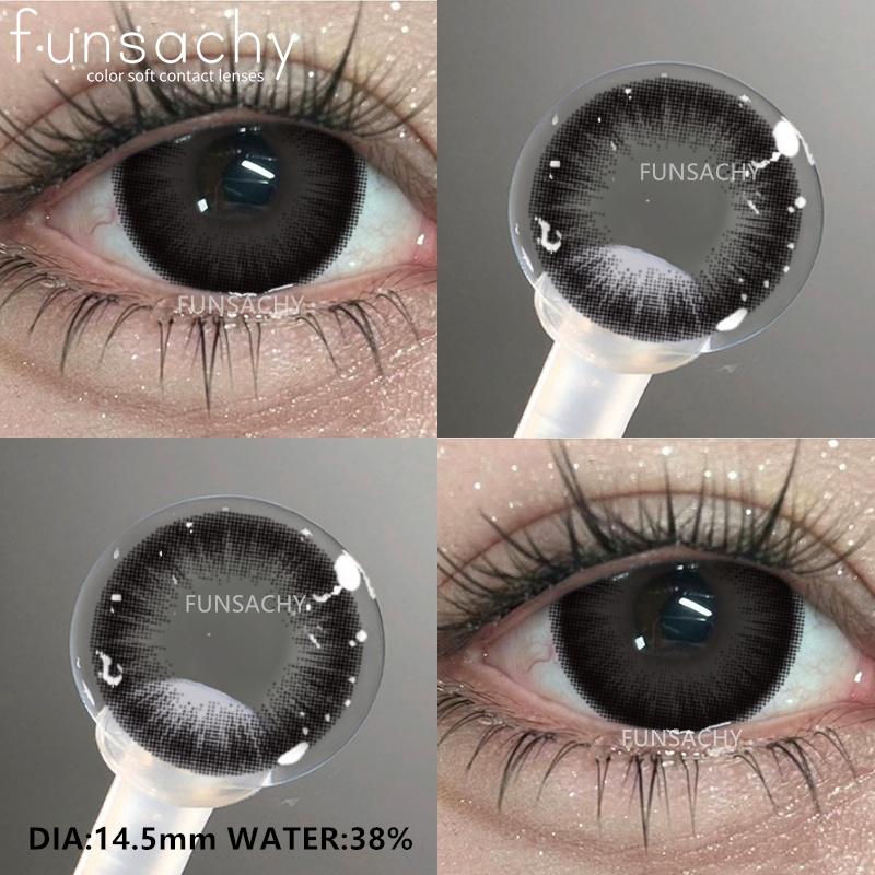 

FUNSACHY 1 пара коричневых цветных контактных линз для глаз, косметические линзы для зрачков, зеленые контактные линзы для глаз, натуральные серые линзы Y2k Colorcon