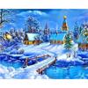 Full Round Diamond Painting Handmade Winter Scenery Cross Stitch 5d Diamond Embroidery House Landscape Decor