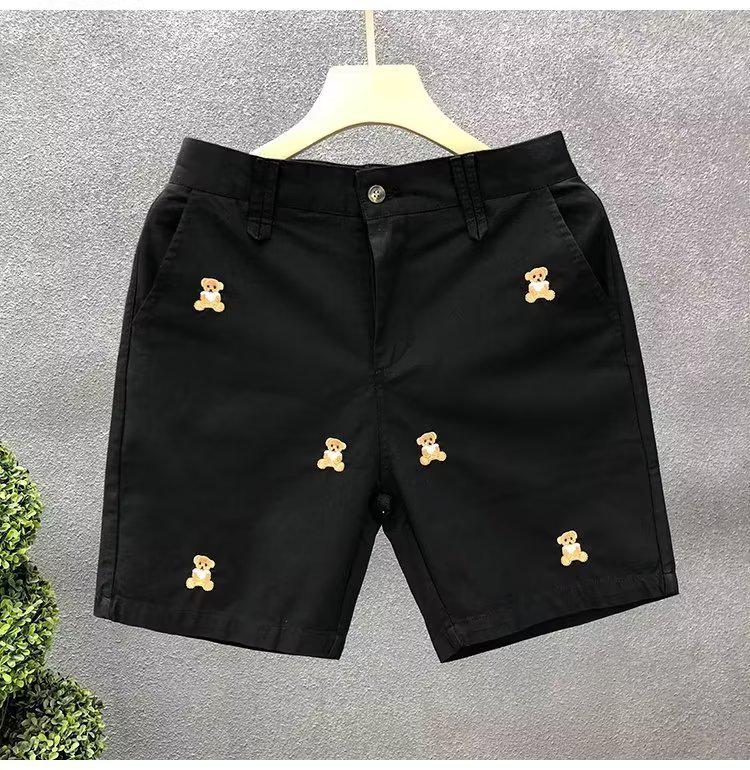 

Мужские узкие летние шорты с вышивкой 2023 года — модные и повседневные брюки с 5-точечным кроем 2XL чёрный