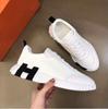 H Leather Casual Shoes Lace-up Mesh Woven Surface Breathable Sports Shoes High-end Light Luxury White Shoes