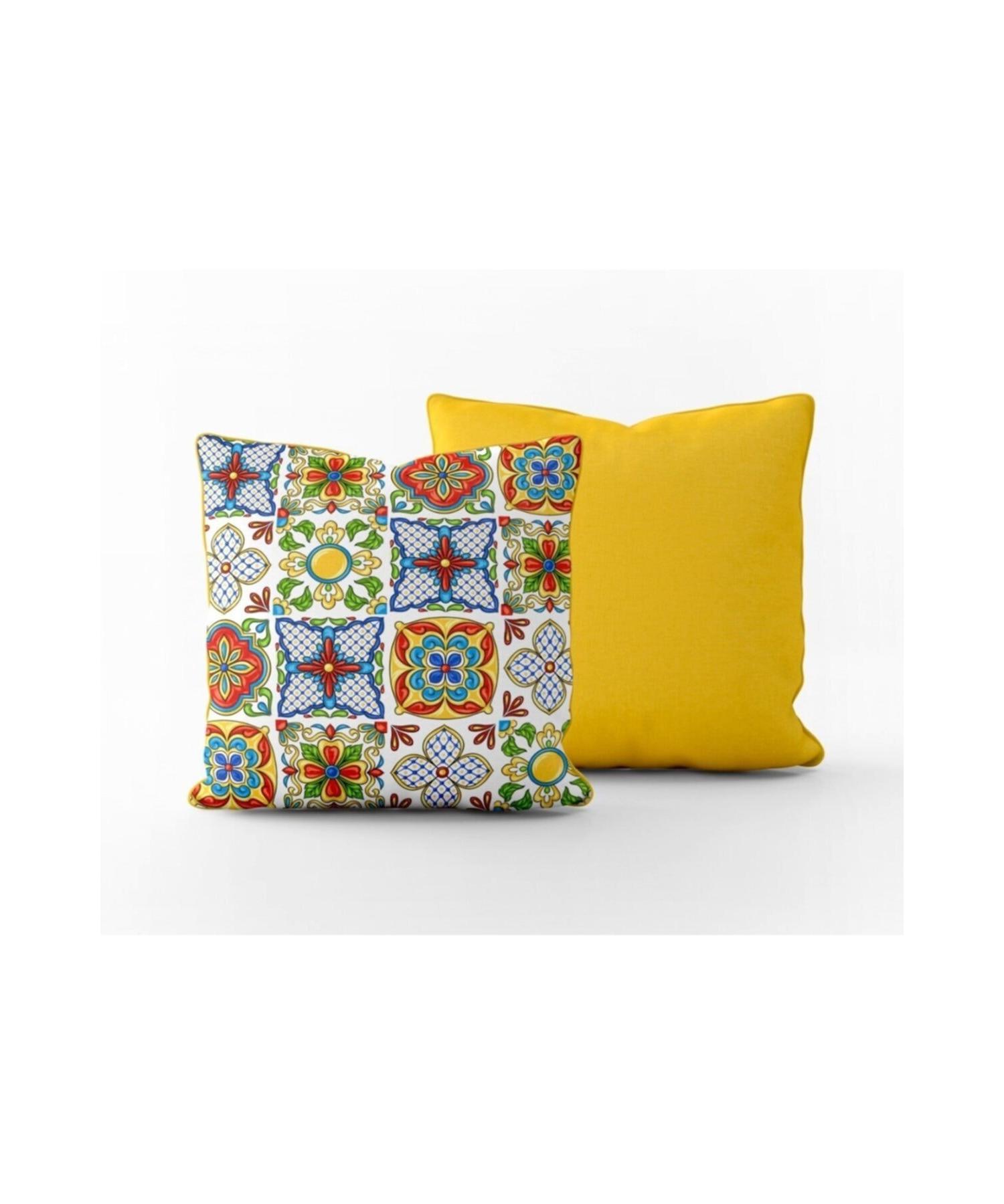 

Желтые подушки из этнической итальянской плитки, набор из 2 шт.
