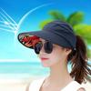 Summer Sun Hat for Women Wide Brim Print Foldable Visors Suncreen Uv Protection Lady Beach Floppy Cap Girls Holiday Baseball Cap