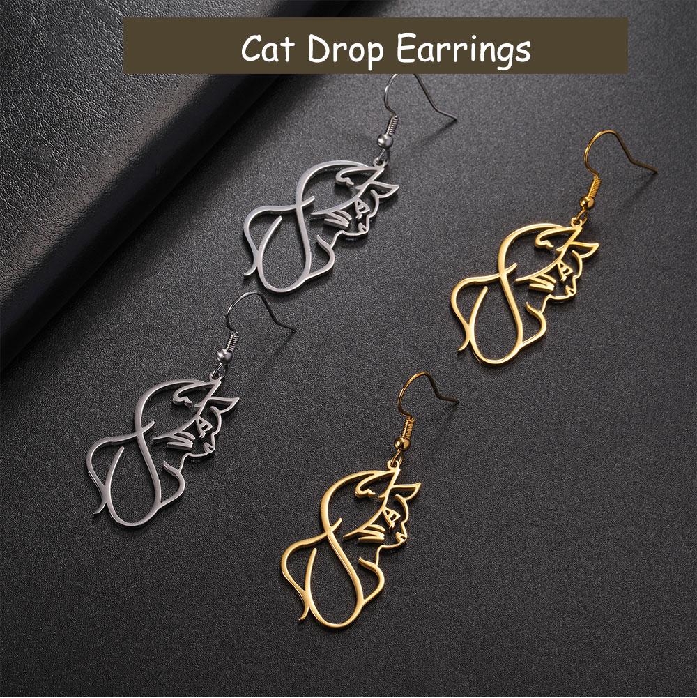 Cazador Gold Color Cat Kitten Drop Earrings for Women Stainless Steel Jewelry Cute Animal Earrings Valentine Gift Wholesale 2026
