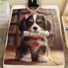 1Pc Iloveyoudog Print Flannel Blanket, High Quality Comfortable for All Seasons, Home Decor, Warmth and Comfort, Perfect for Christmas Gifts