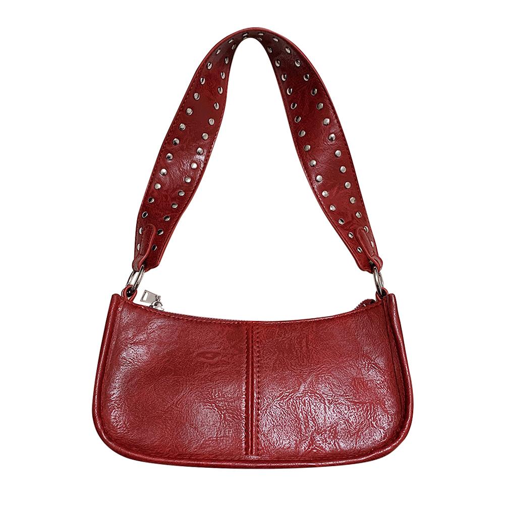 Vintage PU Leather Bag For Women Shoulder Bag Zipper Underarm Bag With Adjustable Strap Y2k Hobo Crossbody Sling Stylish Purse