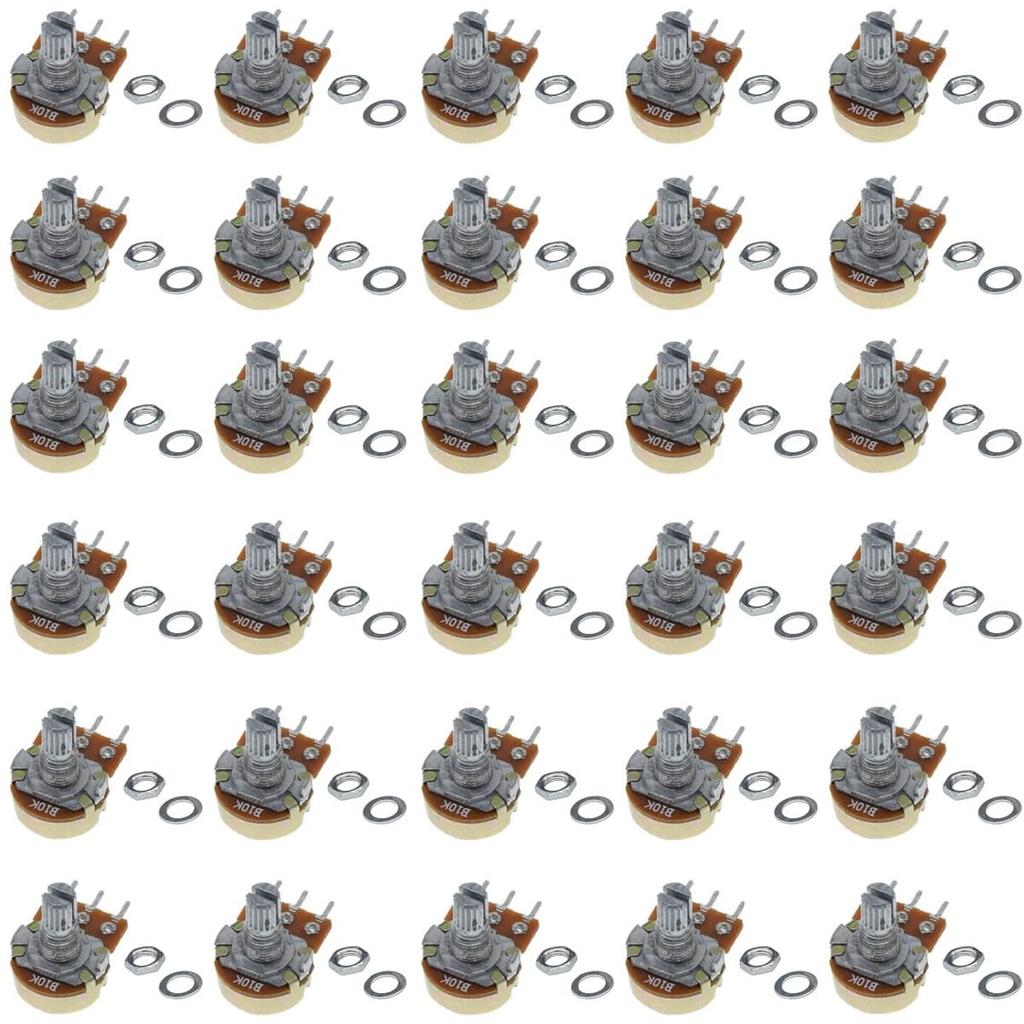 30pcs WH148 Single-Element Potentiometer B10K Potentiometer with 15mm Shaft 3-Pin Through-Hole Terminal