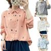 Women Shirt Lapel Long Sleeve Single Breasted Shirt Tops Loose Fit Leaf Pattern Casual Shirt Work Party Vacation Daily Wear