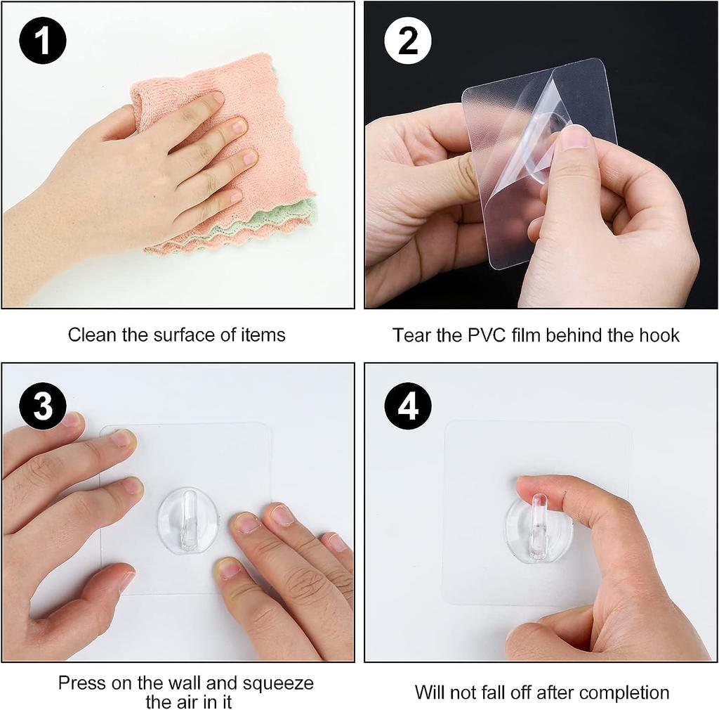 10PCS Hooks Key Storage Hanger Wall Door Rack Transparent Strong Self Adhesive Multi-Function for Kitchen Bathroom Organizers