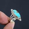 Natural Turquoise Gemstone Solid 925 Sterling Silver Trio Shank Ring For Women & Girls