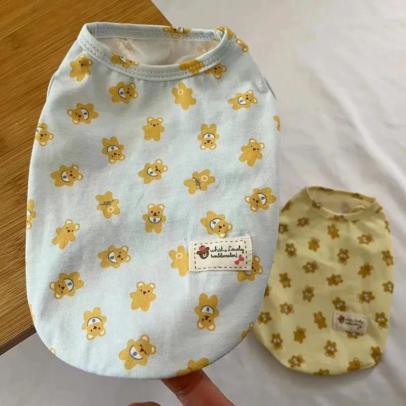 Summer Pet Vest Pet Dog Clothes T-shirt Bear Clothing Cotton Dogs Pet Vests Chihuahua Breathable Girl Pug Pet Vest York Teddy