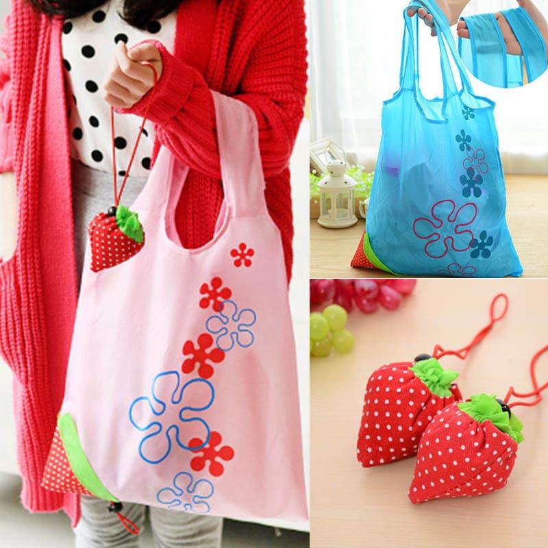 Eco Storage Handbag Strawberry Foldable Shopping Bags In Vibrant Colors For Everyday Use
