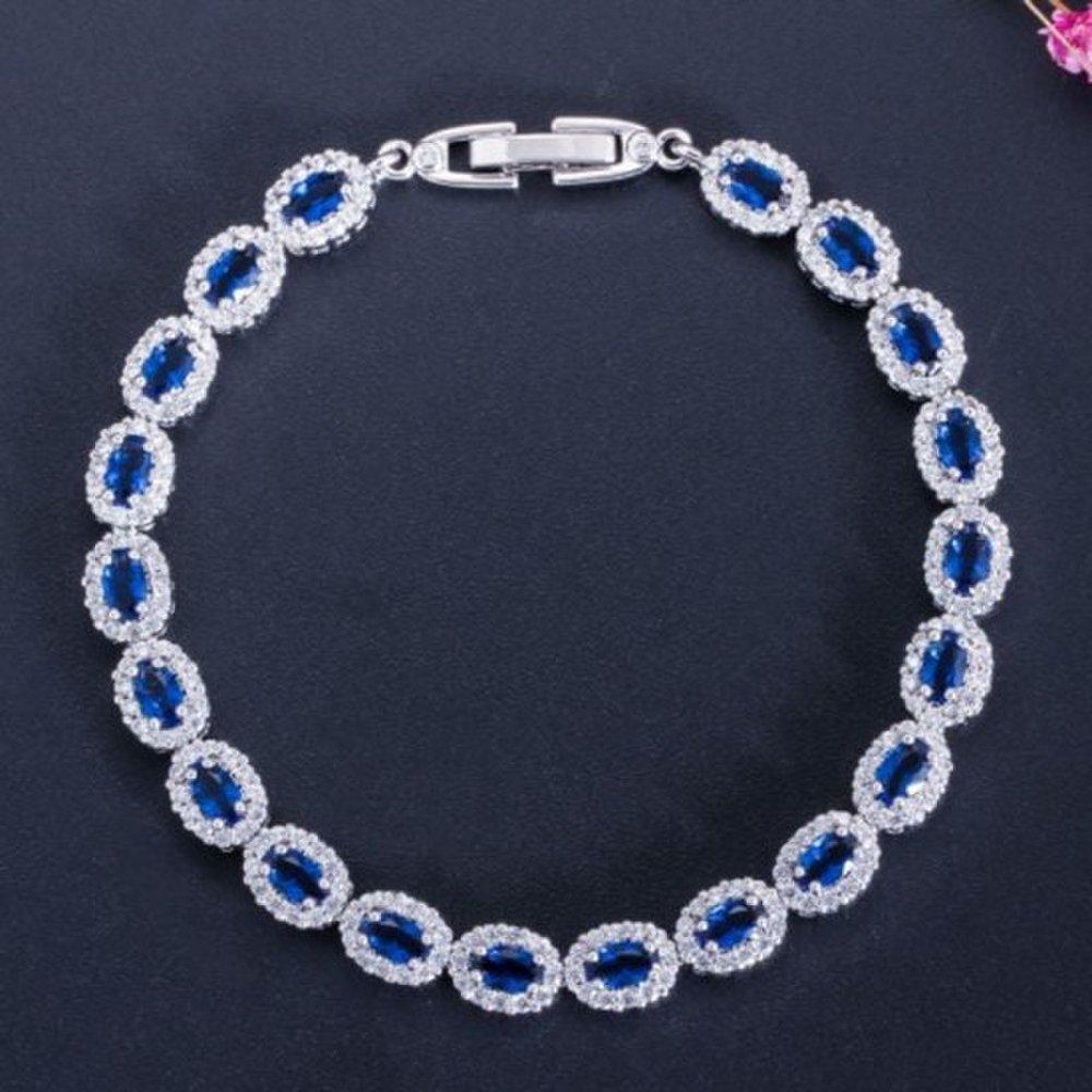 925 Sterling Silver Plated Sapphire Ruby Topaz Bracelet Sapphire Bracelet Ruby Bracelet Crystal Bracelet