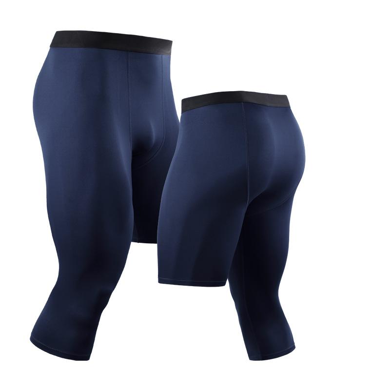 

Мужские укороченные брюки Компрессионные брюки для езды на велосипеде Бег Спортивные узкие брюки Леггинсы на одну ногу M темно-синий