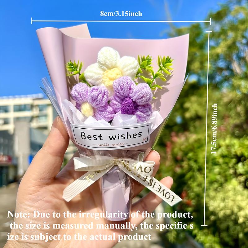 1 Stück Gestrickte Überraschung Simulation Bouquet Dekoration Satte Farben Schönheit Seidenblume Partys Segen Foto Requisite