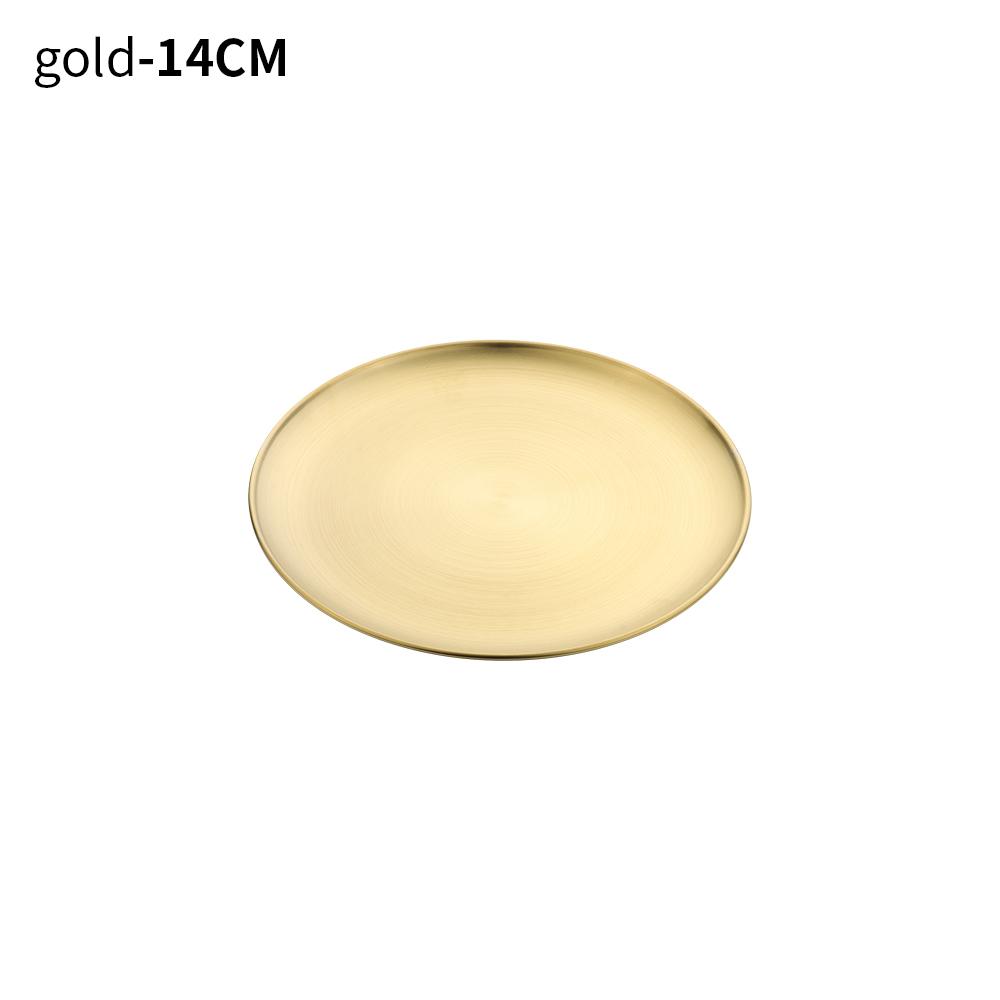 Stainless Steel Tableware Gold Silver Cake Dessert Metal Dining Disc Shallow Tray Bone Spitting Dish Round Plate
