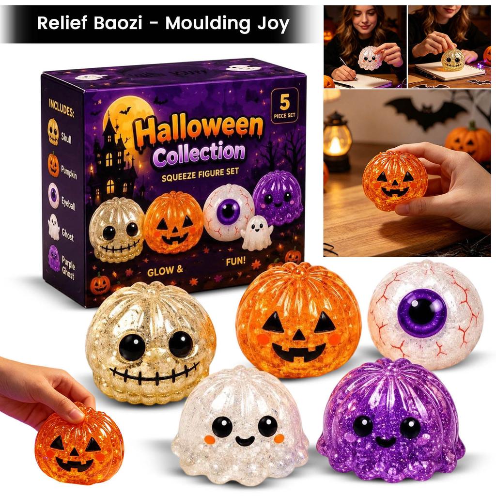 5 Pack Halloween Stress Buns Toy - 8.5cm Soft Pull for Party Favors