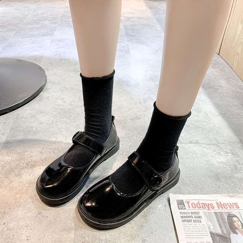 Autumn Soft Girl Big Head Leather Shoes Japanese Round Head Female Student Versatile Doll Shoes Flat Bottom College Style JK Shoes Uniform