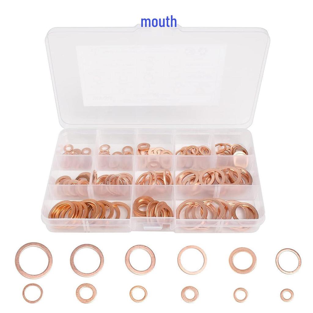 Copper Washer Marine Sealing Gasket Set, 50-400 Pcs, M5 Size