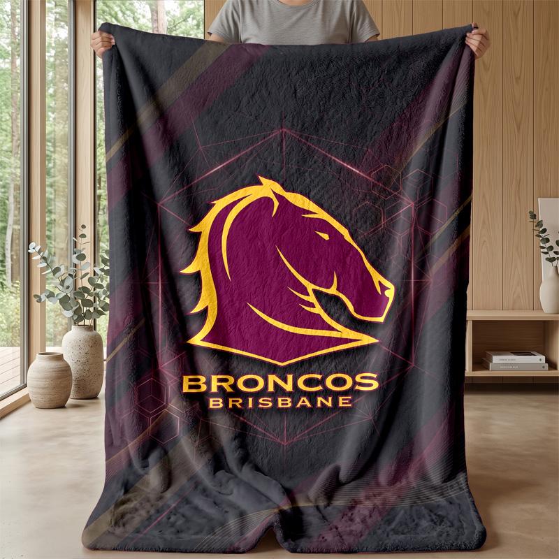Coperta in Pile Flanella Brisbane Broncos Coperta Calda e Accogliente per Divano Letto Viaggio Uso Stagionale