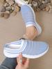 Damen Sommer Sneaker Gestreift Gestrickt Atmungsaktiv Zum Hineinschlüpfen Lässige Schuhe Zum Gehen Kostenloser Versand