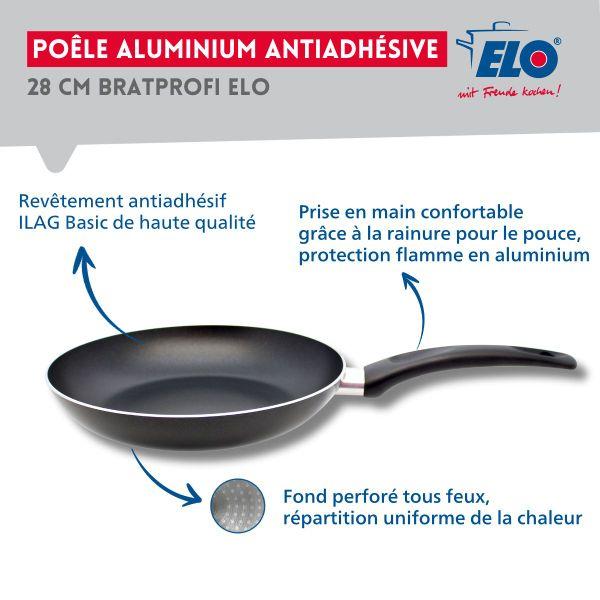Lot de 2 poêle de cuisson avec revêtement et leur couvercle 24 et 28 cm Elo ref. 9800350