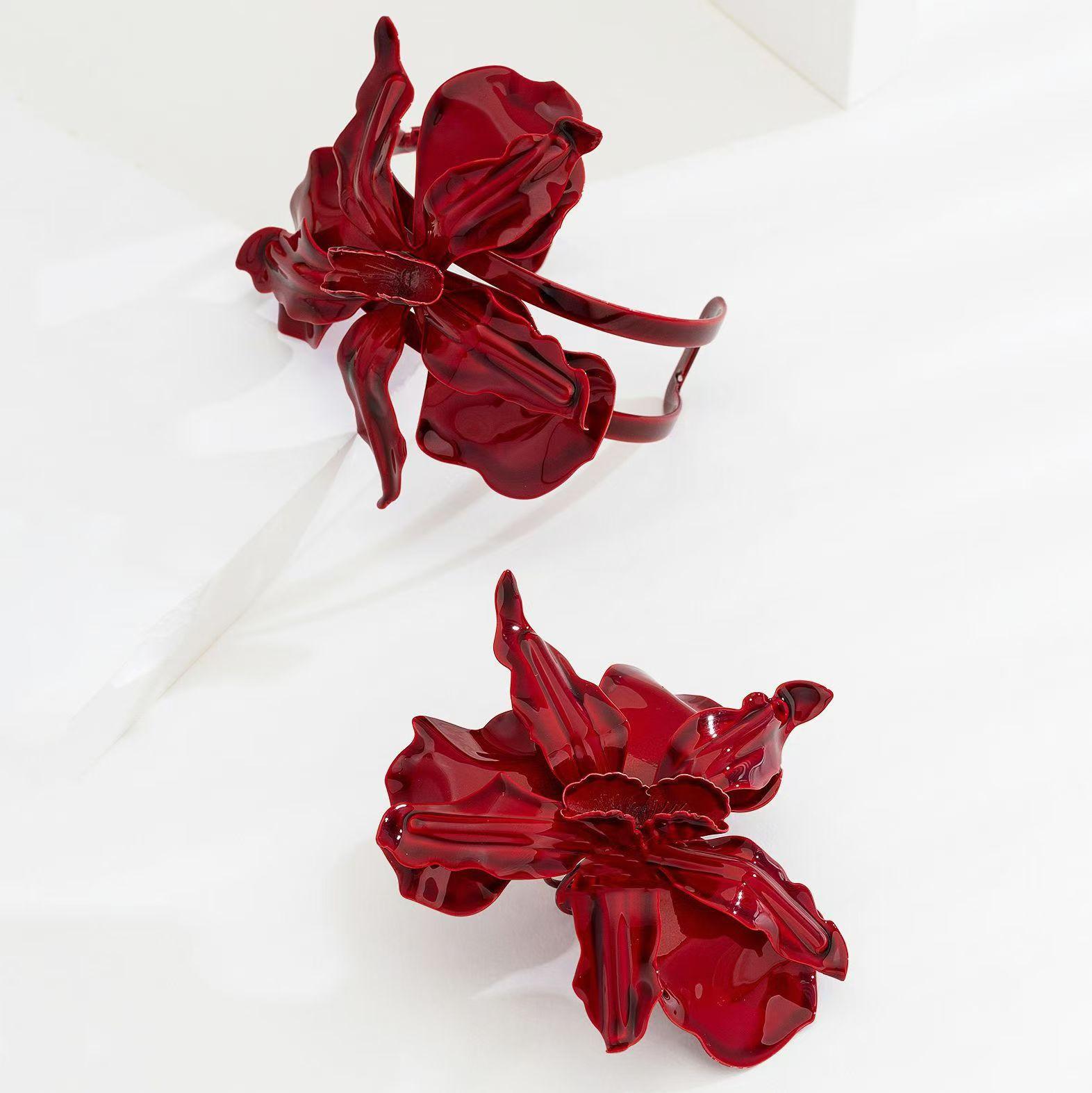 Новый плиссированный браслет-кольцо с цветком из краски, чувство дизайна, ретро, элегантный, модный