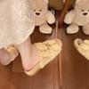 Muffin thick bottom one word fluffy slippers women wear 2025 autumn and winter new Internet celebrity fairy wind heightened plush half drag