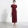 Women's Miyakeme Series Corn Grain Pleated Long Dress – High-Grade Texture