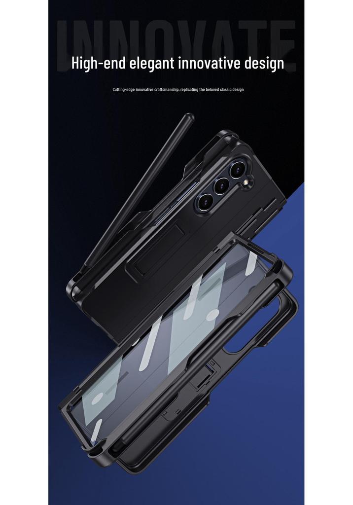 Compatible Samsung Z Fold 8 Protective Case with Film, Pen Holder, and Full Hinge Coverage