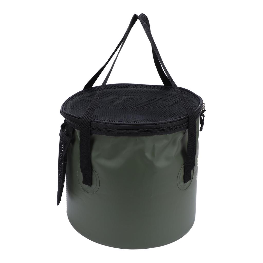 Stofffaltbare Eimer mit Netztasche Tragbarer Abtropfkorb Wasserbehälter für Outdoor-Camping Angeln Autowäsche