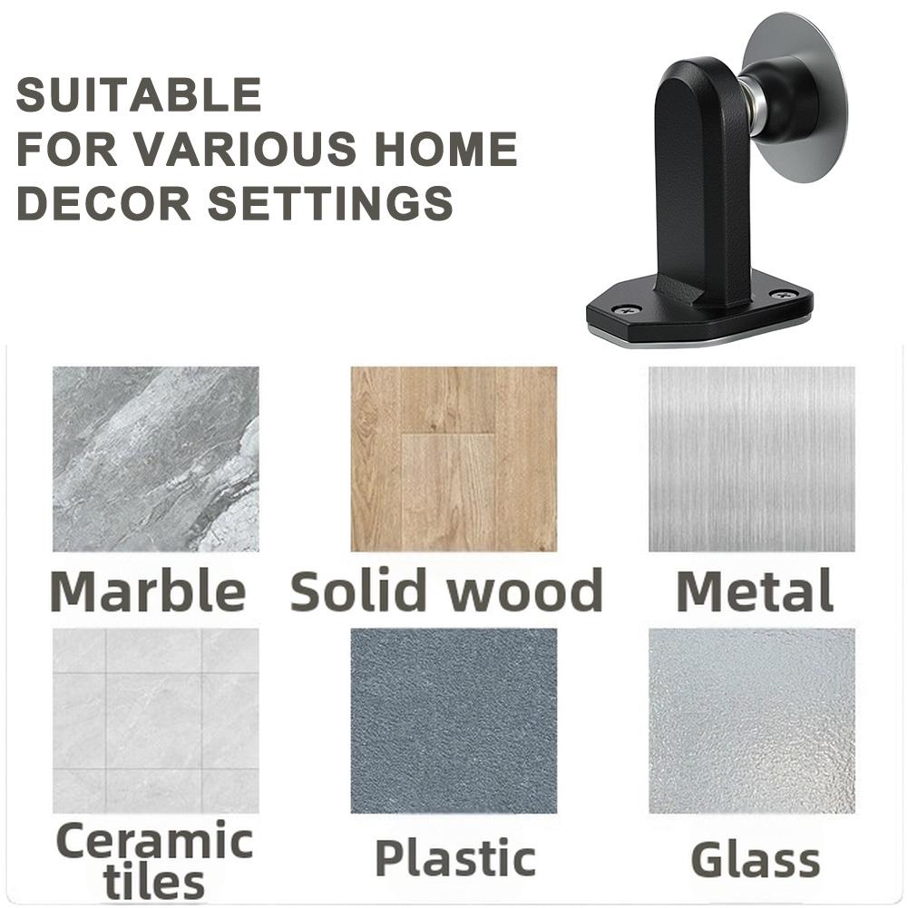 Bathroom Stopper Magnetic Door Stop Black No Drill Magnetic Doorstop Door Stop Rot Resistant Concealed Screw Holes