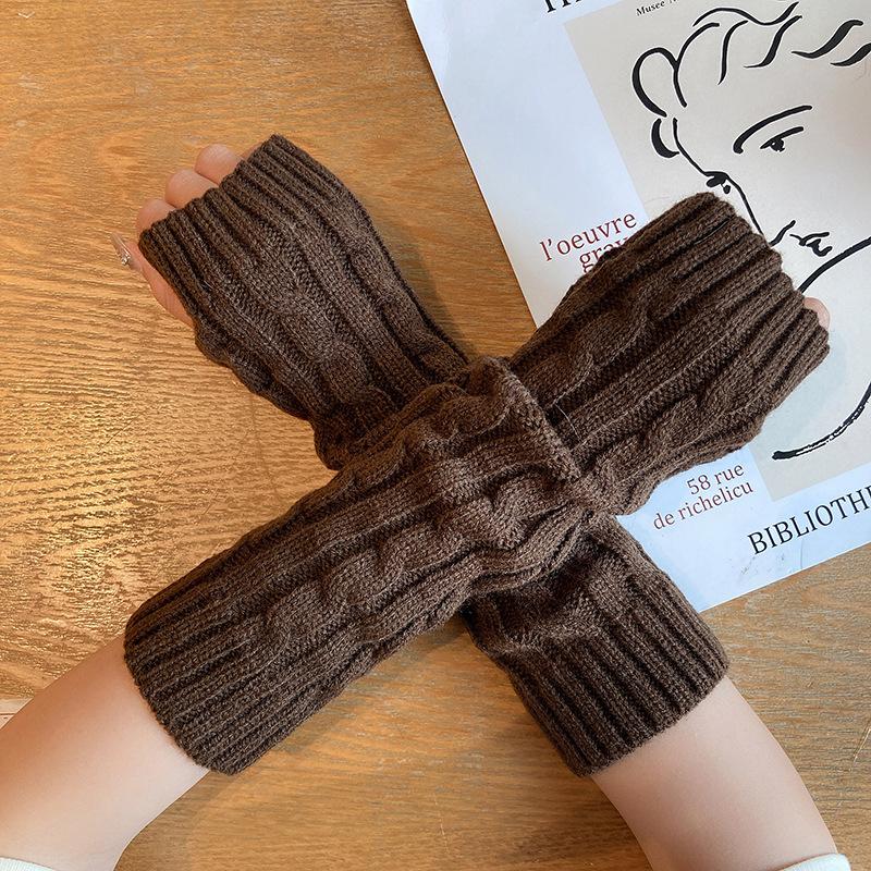 Fashion Half Finger Knitting Fried Dough Twists Sleeve Sleeve Wrist Guard Sweater Long Sleeve Outdoor Travel Warm Hand Sleeve
