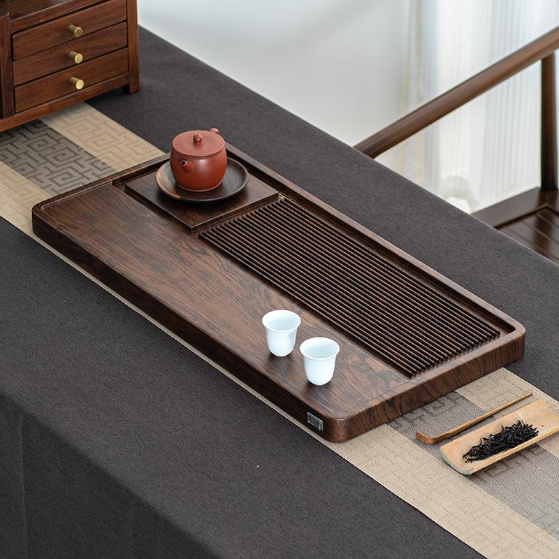 Tea tray solid wood household living room new dry brewing small tea table whole high-end office kung fu tea set drainage