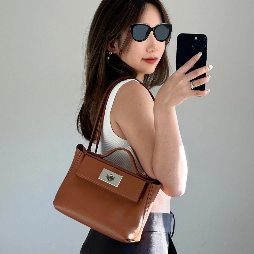 Togo cowhide 2424 bag lychee pattern shoulder bag hand bag high-end dumpling bag portable messenger bag female