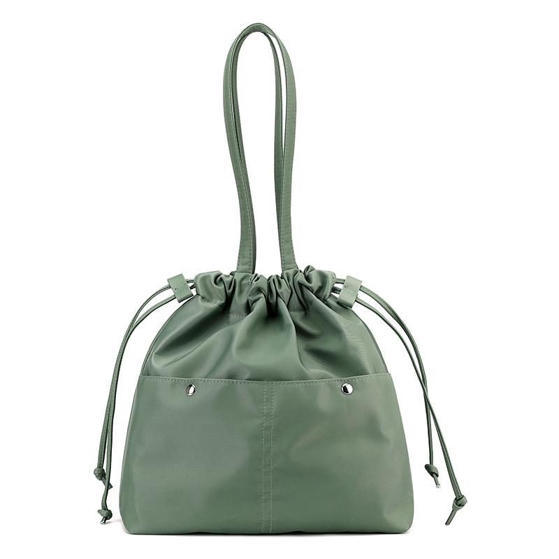 Drawstring Shoulder Bag Women's Handbag Lightweight Water-Repellent Nylon Tote Bag