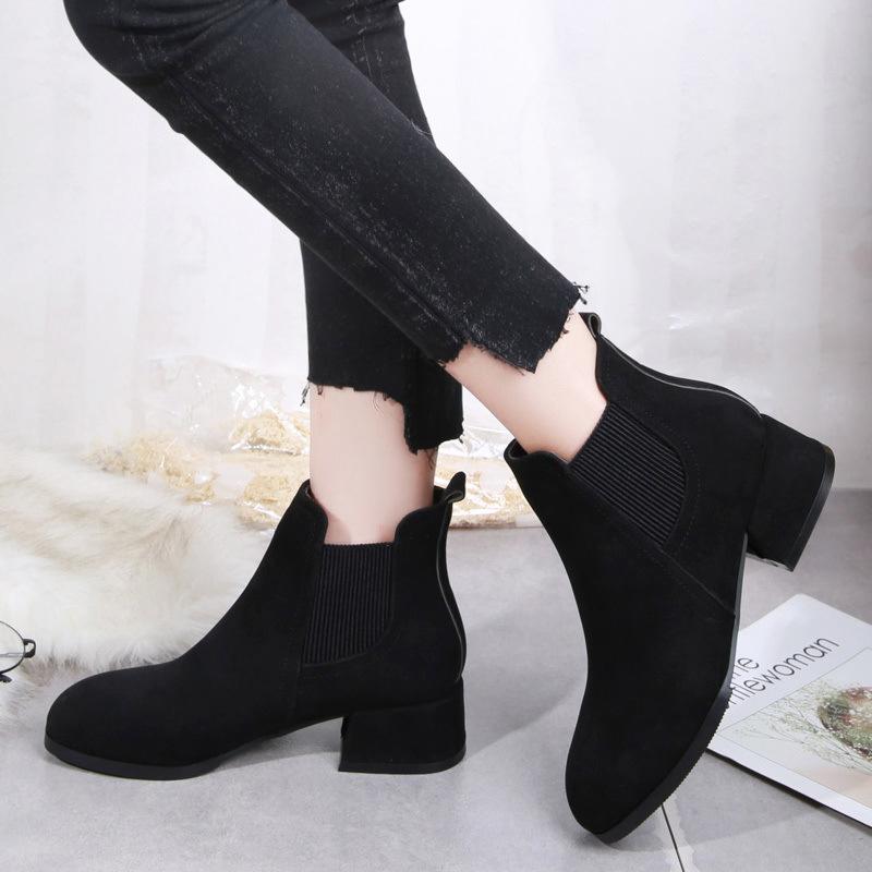 Fashion autumn winter new women's wild short boots round head comfortable suede boots women's simple sets of boots mujer