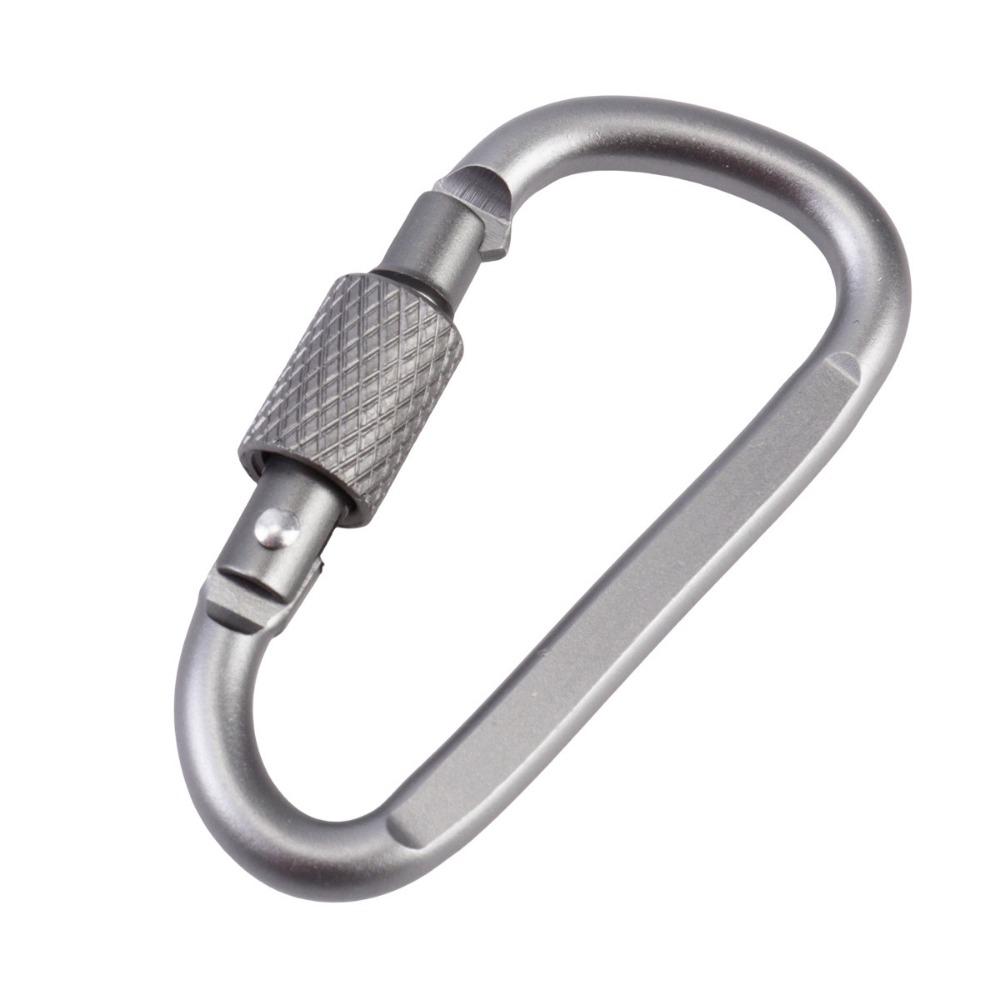 Aluminum Alloy Safety Buckle Keychain With Lock D-shape Carabiner Camping Hiking Hook