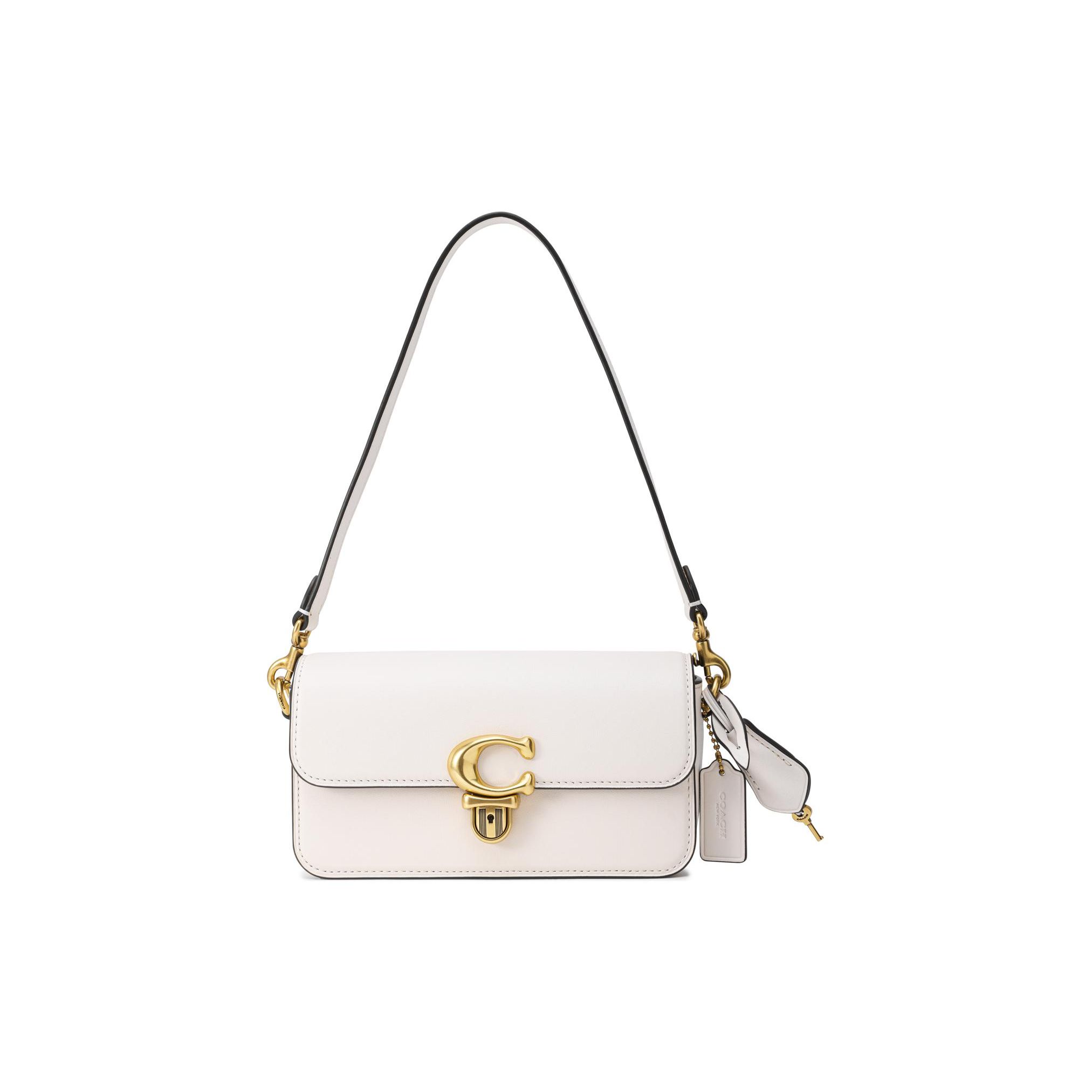 

Coach Studio 20 C Push Button Flap Closure Solid Color Leather Handbag Women Handbag White CE331-B4HA Basic Set (Bag+Dust Bag)