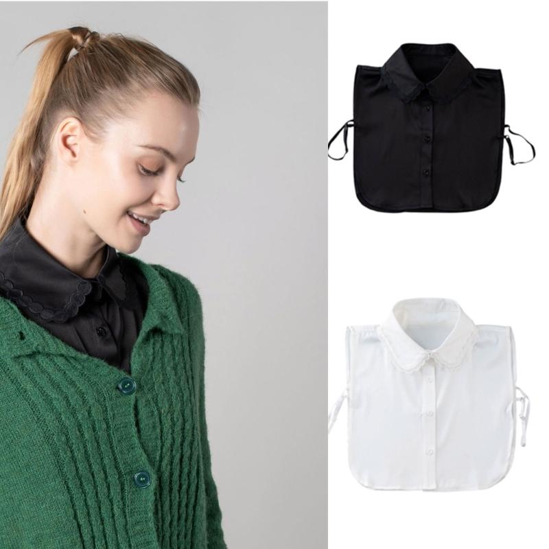 Detachable Collar Button Removable Simple Shirt Style Half Shirt Blouse for Quick Outfit Changes Various Occasion
