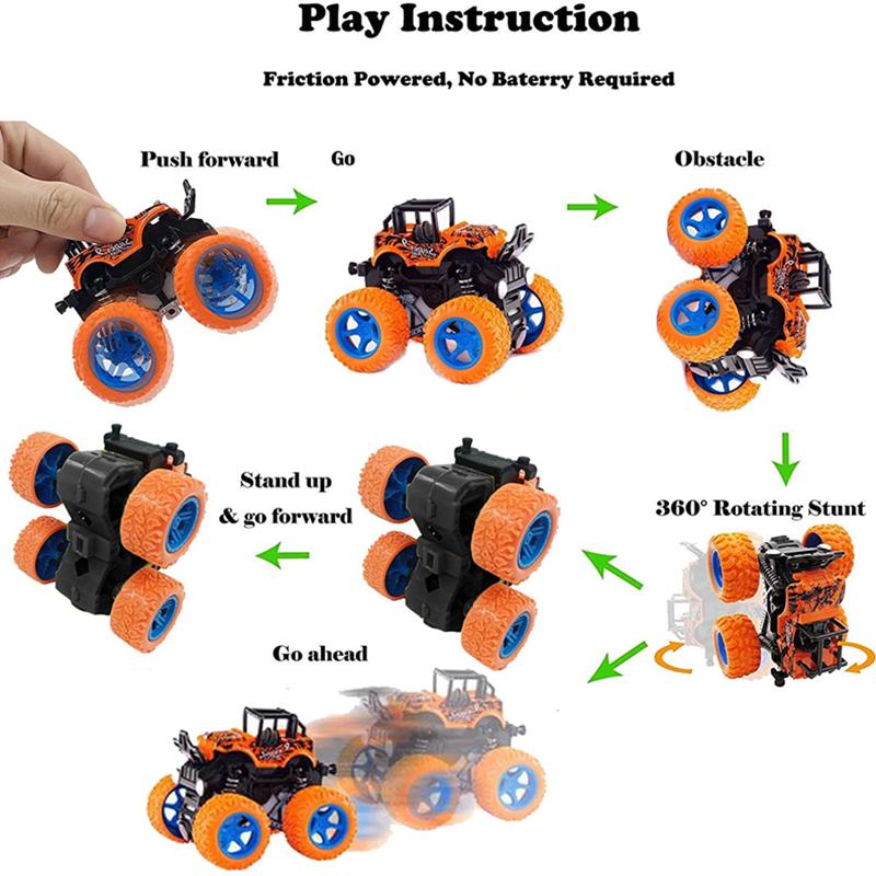 Monster Truck Toys Car Four-wheel Drive Off-road Vehicle Stunt Dump Cars Inertia Car Dinosaur Pull Back Children Toy Gift