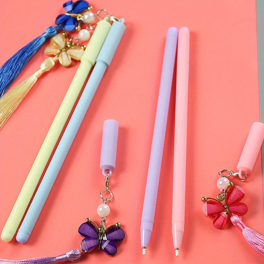 12pcs 0.5mm Creative Butterfly Tassel Pendant Pen High-value Stationery Pendant Gel Pen Back To School Season